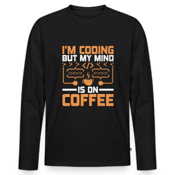Café Codage Programmeur Codeur Développeur Nerd Coff - T-shirt manches longues Premium bio Homme - noir - Devant - Nico (187cm)