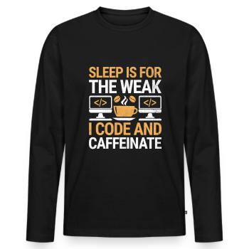 Café Codage Programmeur Codeur Développeur Nerd Coff - T-shirt manches longues Premium bio Homme - noir - Devant - Nico (187cm)