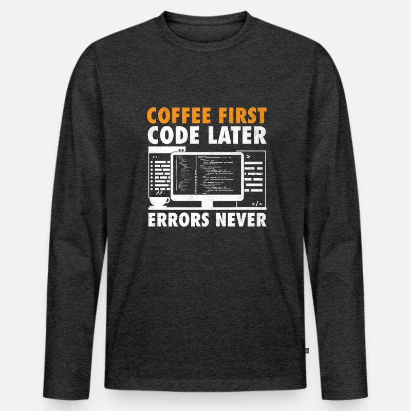 Café Codage Programmeur Codeur Développeur Nerd Coff T-shirt manches longues Premium bio Homme