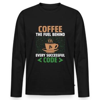 Café Codage Programmeur Codeur Développeur Nerd Coff - T-shirt manches longues Premium bio Homme - noir - Devant - Nico (187cm)