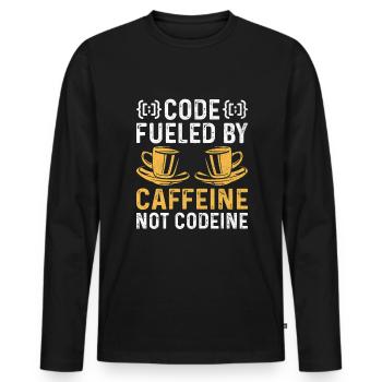 Café Codage Programmeur Codeur Développeur Nerd Coff - T-shirt manches longues Premium bio Homme - noir - Devant - Nico (187cm)