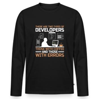 Coffee Coding Programmer Coder Developer Nerd Coff - Men's Premium Organic Long Sleeve Shirt - black - Front - Nico (187cm)