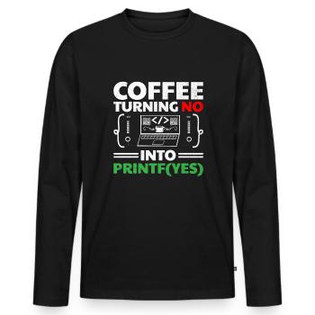Café Codage Programmeur Codeur Développeur Nerd Coff - T-shirt manches longues Premium bio Homme - noir - Devant - Nico (187cm)