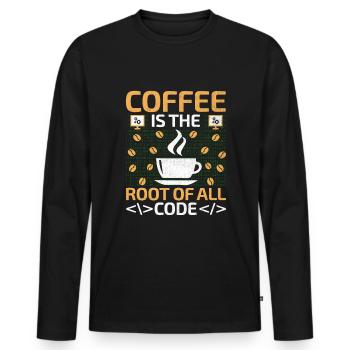 Café Codage Programmeur Codeur Développeur Nerd Coff - T-shirt manches longues Premium bio Homme - noir - Devant - Nico (187cm)