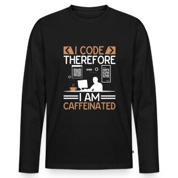 Café Codage Programmeur Codeur Développeur Nerd Coff - T-shirt manches longues Premium bio Homme - noir - Devant - Nico (187cm)