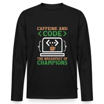 Café Codage Programmeur Codeur Développeur Nerd Coff - T-shirt manches longues Premium bio Homme - noir - Devant - Nico (187cm)