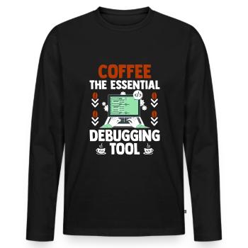 Café Codage Programmeur Codeur Développeur Nerd Coff - T-shirt manches longues Premium bio Homme - noir - Devant - Nico (187cm)