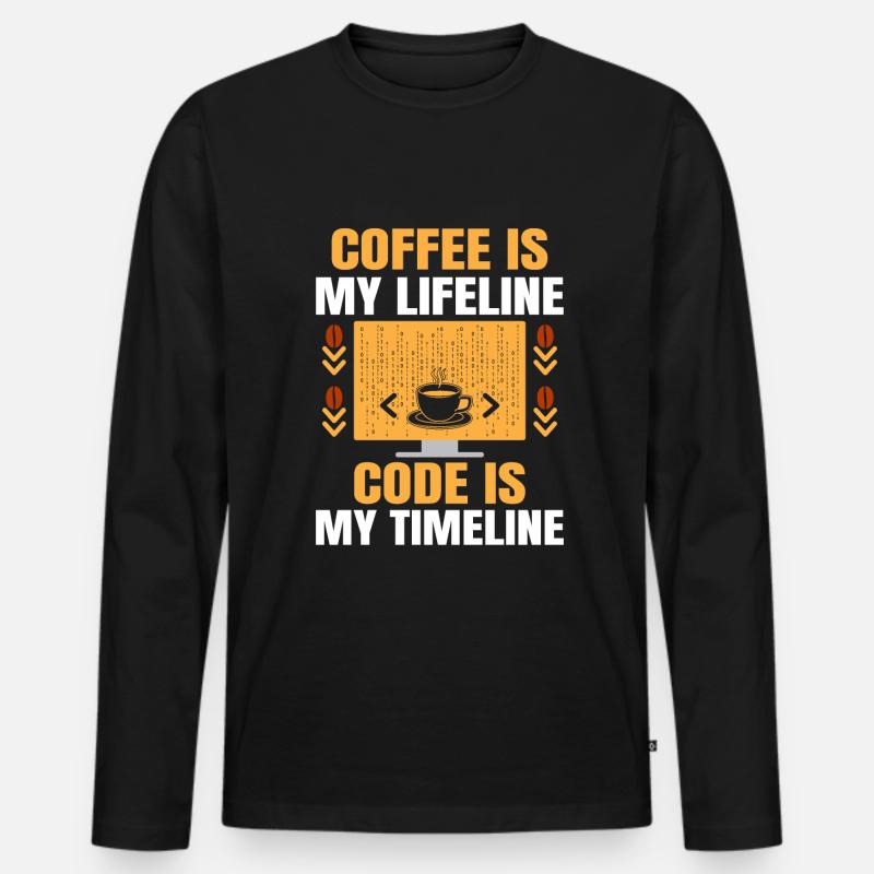 Kaffee-Codierung Programmierer Programmierer Entwickler Nerd Coff Männer Premium Bio Langarmshirt