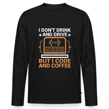 Café Codage Programmeur Codeur Développeur Nerd Coff - T-shirt manches longues Premium bio Homme - noir - Devant - Nico (187cm)