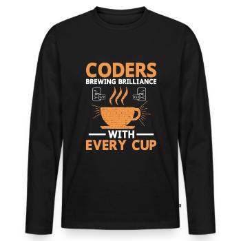Coffee Coding Programmer Coder Developer Nerd Coff - Men's Premium Organic Long Sleeve Shirt - black - Front - Nico (187cm)