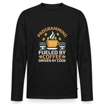 Café Codage Programmeur Codeur Développeur Nerd Coff - T-shirt manches longues Premium bio Homme - noir - Devant - Nico (187cm)