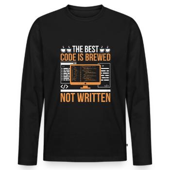 Café Codage Programmeur Codeur Développeur Nerd Coff - T-shirt manches longues Premium bio Homme - noir - Devant - Nico (187cm)