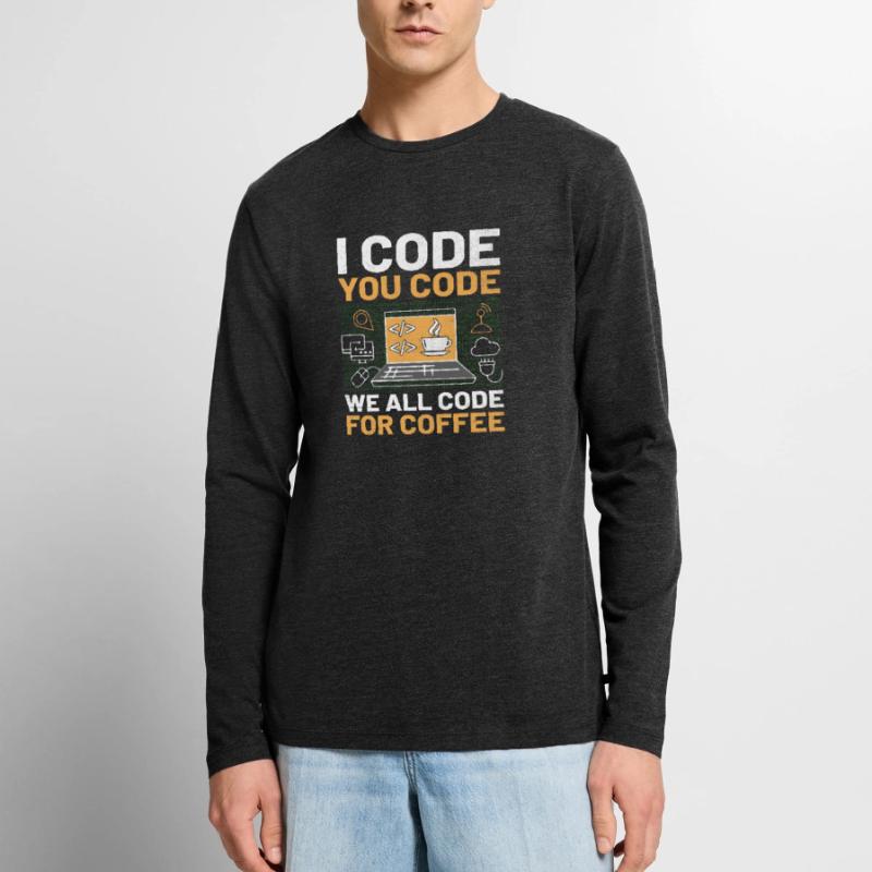 Kaffee-Codierung Programmierer Programmierer Entwickler Nerd Coff Männer Premium Bio Langarmshirt
