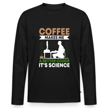 Café Codage Programmeur Codeur Développeur Nerd Coff - T-shirt manches longues Premium bio Homme - noir - Devant - Nico (187cm)
