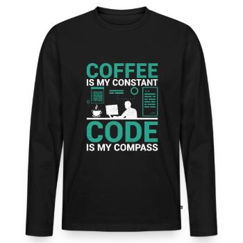 Coffee Coding Programmer Coder Developer Nerd Coff - Men's Premium Organic Long Sleeve Shirt - black - Front - Nico (187cm)