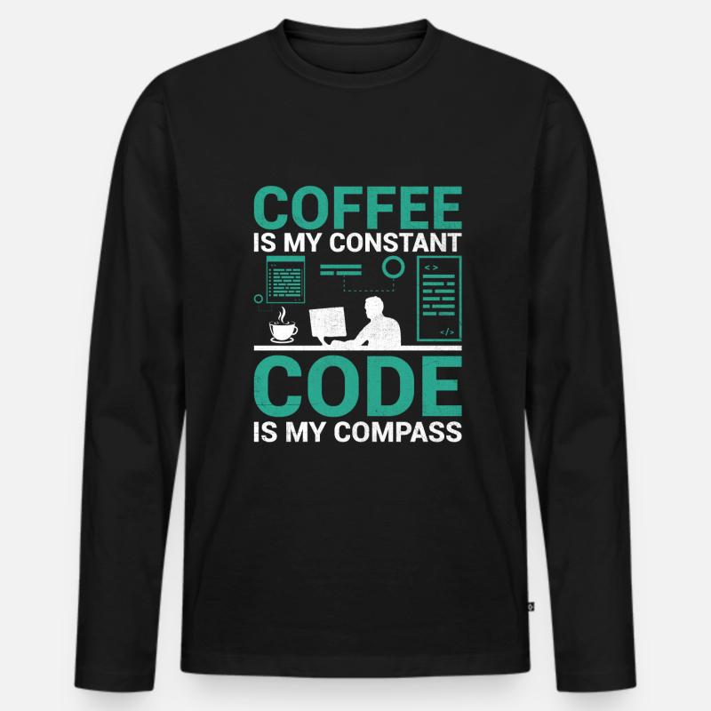 Café Codage Programmeur Codeur Développeur Nerd Coff T-shirt manches longues Premium bio Homme