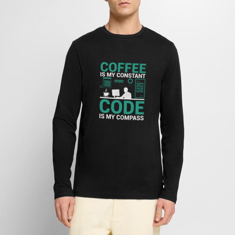 Café Codage Programmeur Codeur Développeur Nerd Coff T-shirt manches longues Premium bio Homme