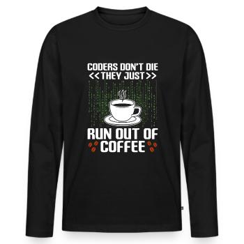 Coffee Coding Programmer Coder Developer Nerd Coff - Men's Premium Organic Long Sleeve Shirt - black - Front - Nico (187cm)