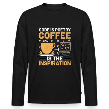 Café Codage Programmeur Codeur Développeur Nerd Coff - T-shirt manches longues Premium bio Homme - noir - Devant - Nico (187cm)
