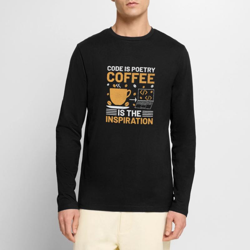 Café Codage Programmeur Codeur Développeur Nerd Coff T-shirt manches longues Premium bio Homme