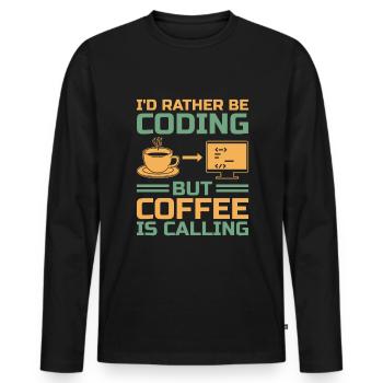 Café Codage Programmeur Codeur Développeur Nerd Coff - T-shirt manches longues Premium bio Homme - noir - Devant - Nico (187cm)