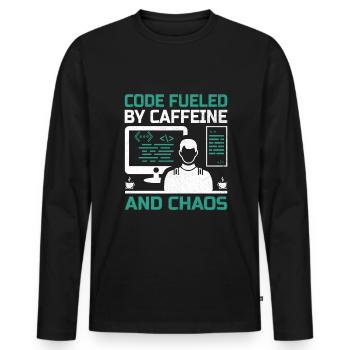 Café Codage Programmeur Codeur Développeur Nerd Coff - T-shirt manches longues Premium bio Homme - noir - Devant - Nico (187cm)
