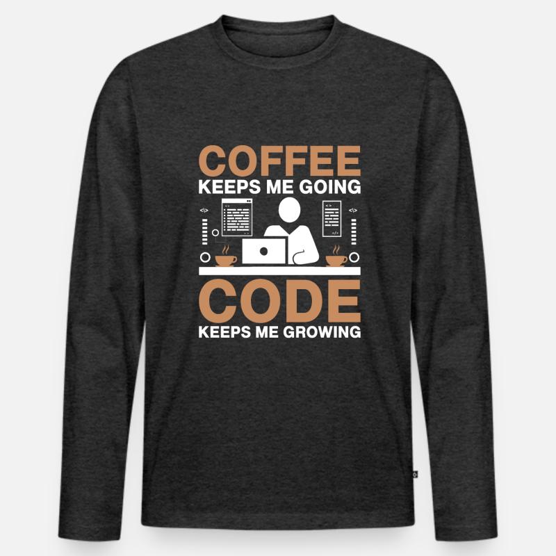 Kaffee-Codierung Programmierer Programmierer Entwickler Nerd Coff Männer Premium Bio Langarmshirt