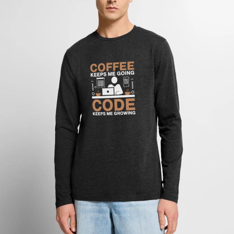 Café Codage Programmeur Codeur Développeur Nerd Coff T-shirt manches longues Premium bio Homme