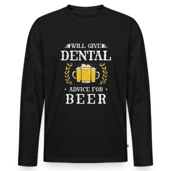 Gibt zahnärztliche Ratschläge für biertrinkenden Zahnarzt - Männer Premium Bio Langarmshirt - Schwarz - Vorne - Nico (187cm)