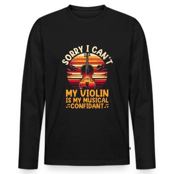 Tut mir leid, dass ich es nicht kann Meine Geige ist mein musikalischer Vertrauter - Männer Premium Bio Langarmshirt - Schwarz - Vorne - Nico (187cm)