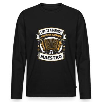 Das Leben ist eine Melodie und ich bin der Akkordeon-Maestro Acc - Männer Premium Bio Langarmshirt - Schwarz - Vorne - Nico (187cm)