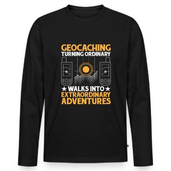 Geocaching Geocache Lustiger Geocacher Geocacher Sayi - Männer Premium Bio Langarmshirt - Schwarz - Vorne - Nico (187cm)