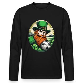 St. Patrick's Day Kleeblatt Fußball - Männer Premium Bio Langarmshirt - Schwarz - Vorne - Nico (187cm)