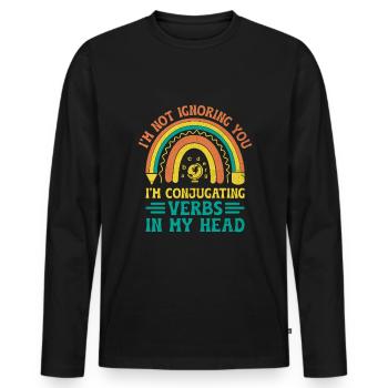 Professeur de langues étrangères École Professeurs de langues - T-shirt manches longues Premium bio Homme - noir - Devant - Nico (187cm)