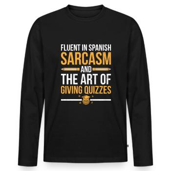 Professeur de langues étrangères École Professeurs de langues - T-shirt manches longues Premium bio Homme - noir - Devant - Nico (187cm)