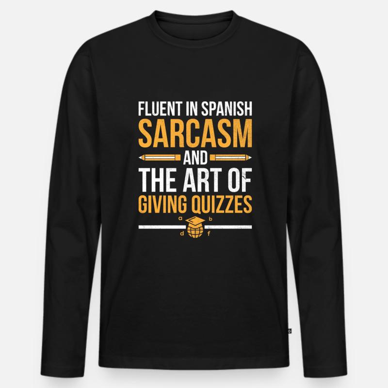 Fremdsprachenlehrer Schule Sprachlehrer - Männer Premium Bio Langarmshirt - Schwarz
