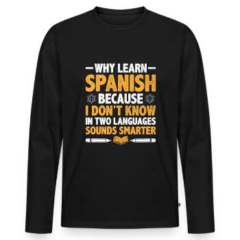 Professeur de langues étrangères École Professeurs de langues - T-shirt manches longues Premium bio Homme - noir - Devant - Nico (187cm)