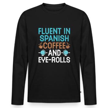 Professeur de langues étrangères École Professeurs de langues - T-shirt manches longues Premium bio Homme - noir - Devant - Nico (187cm)