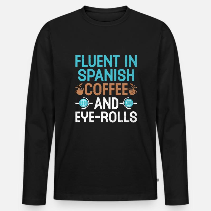 Fremdsprachenlehrer Schule Sprachlehrer - Männer Premium Bio Langarmshirt - Schwarz