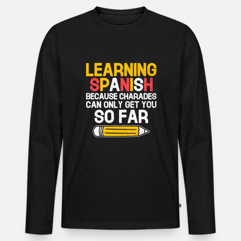 Fremdsprachenlehrer Schule Sprachlehrer - Männer Premium Bio Langarmshirt - Schwarz