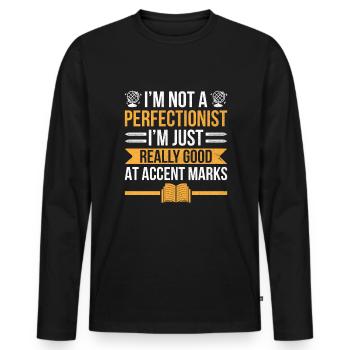 Professeur de langues étrangères École Professeurs de langues - T-shirt manches longues Premium bio Homme - noir - Devant - Nico (187cm)