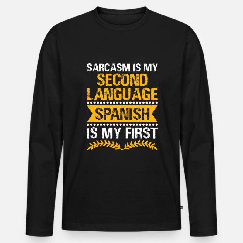 Fremdsprachenlehrer Schule Sprachlehrer - Männer Premium Bio Langarmshirt - Schwarz