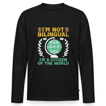 Professeur de langues étrangères École Professeurs de langues - T-shirt manches longues Premium bio Homme - noir - Devant - Nico (187cm)