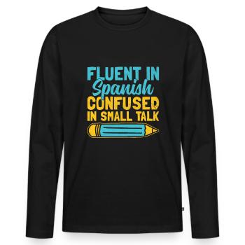 Professeur de langues étrangères École Professeurs de langues - T-shirt manches longues Premium bio Homme - noir - Devant - Nico (187cm)