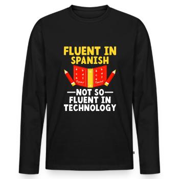 Professeur de langues étrangères École Professeurs de langues - T-shirt manches longues Premium bio Homme - noir - Devant - Nico (187cm)