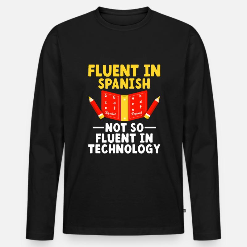 Fremdsprachenlehrer Schule Sprachlehrer - Männer Premium Bio Langarmshirt - Schwarz
