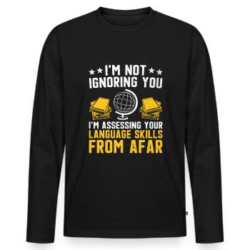 Professeur de langues étrangères École Professeurs de langues - T-shirt manches longues Premium bio Homme - noir - Devant - Nico (187cm)
