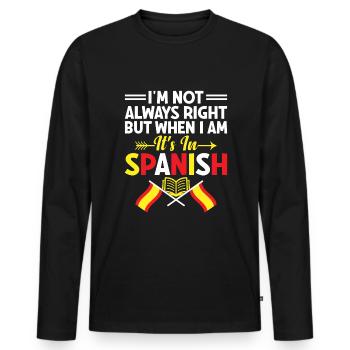 Professeur de langues étrangères École Professeurs de langues - T-shirt manches longues Premium bio Homme - noir - Devant - Nico (187cm)