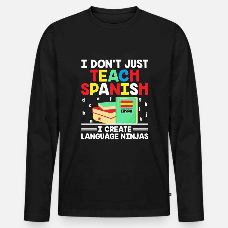 Fremdsprachenlehrer Schule Sprachlehrer - Männer Premium Bio Langarmshirt - Schwarz