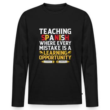 Professeur de langues étrangères École Professeurs de langues - T-shirt manches longues Premium bio Homme - noir - Devant - Nico (187cm)
